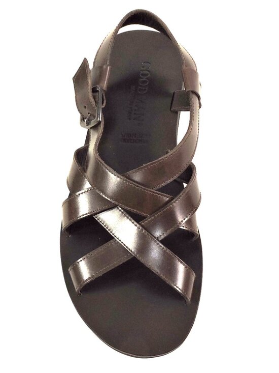 GOODMAN ?? MEN\'S BROWN LEATHER COMFORT SUMMER FLAT SANDALS main image 5